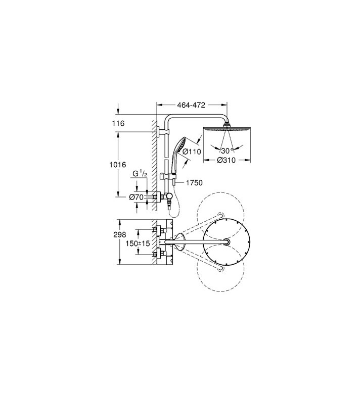 Душ система Euphoria XXL System 310 с термостатен смесител