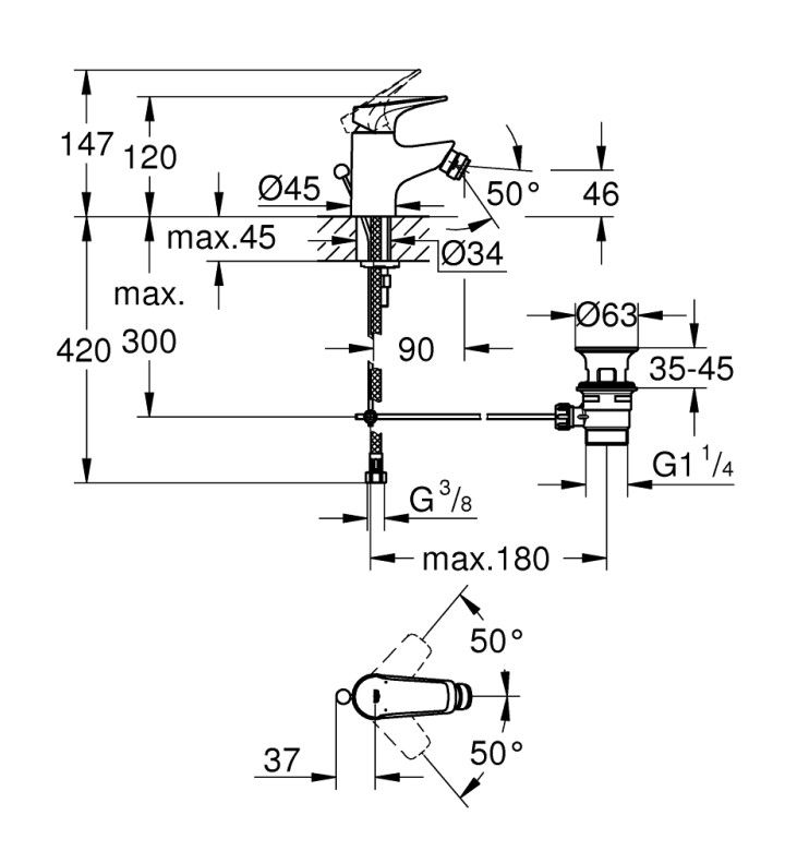 BauFlow смесител за биде, 1/2''