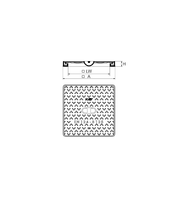 Капак за канал 500x500mm B125 - чугун