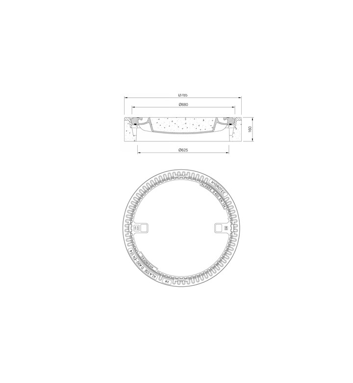 Капак за шахта ф 600mm клас D400 с бетонна сърцевина