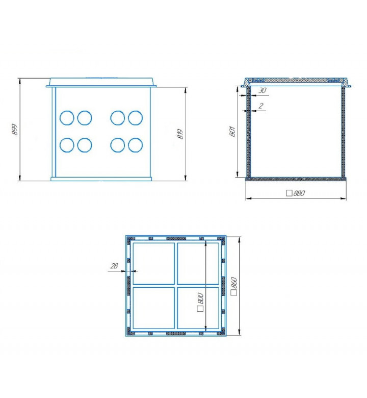 Сглобяема електро и телекомуникационна шахта от полимер-композит 80 x 80 x 80 cm