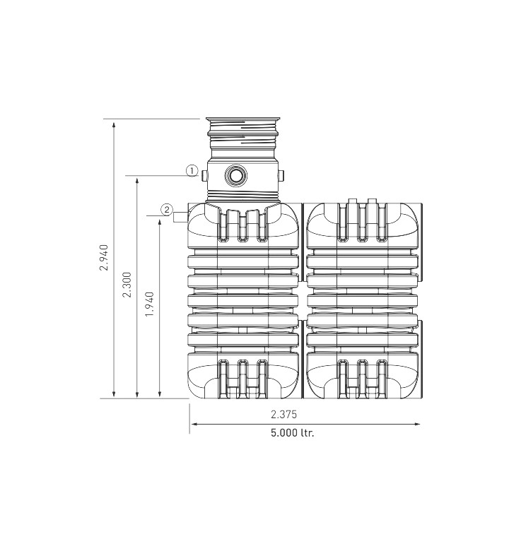 Резервоар 5000 l за дъждовна вода + шахта Aqua Terne 135