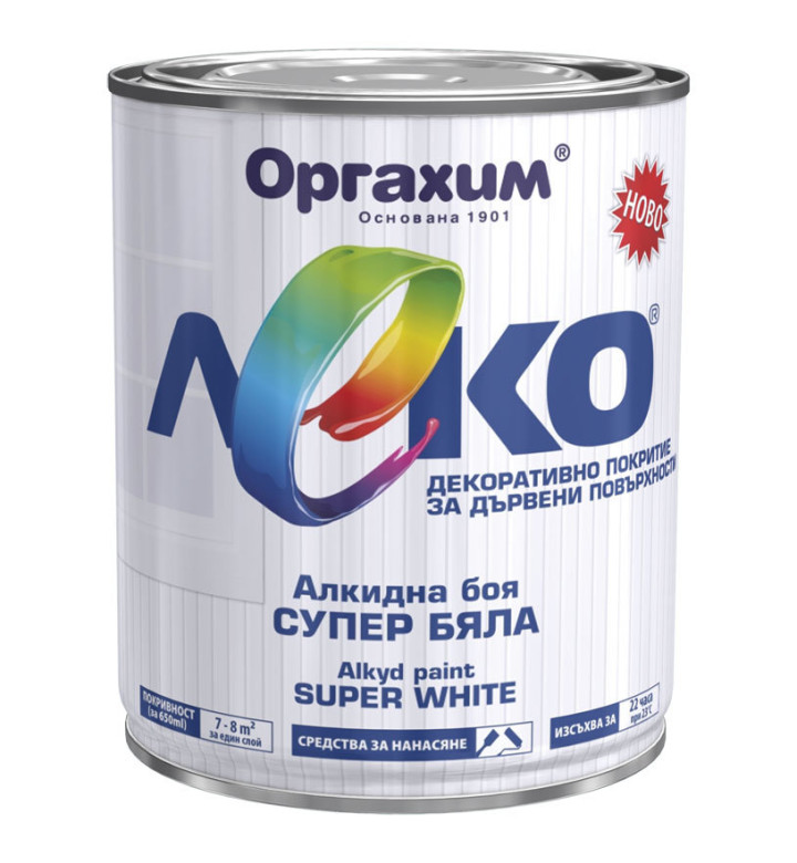 Боя декоративна алкидна Леко, супер бяла - 650 ml