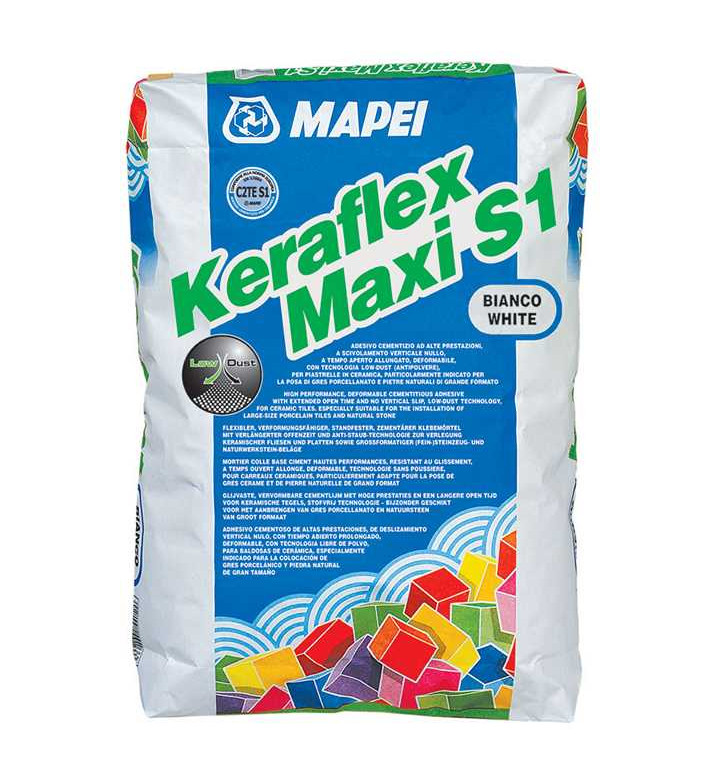 Лепило за керамични плочки Keraflex Maxi S1, white / бяло - 23 kg