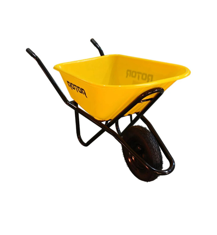 Количка строителна, жълто PVC корито, 100 L, ROTOR PE100