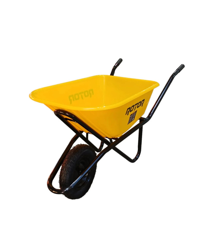 Количка строителна, жълто PVC корито, 100 L, ROTOR PE100