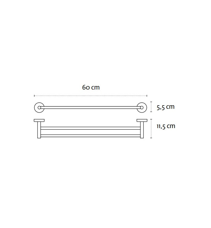 Пръчка за хавлии Uno, 60 cm - двойна
