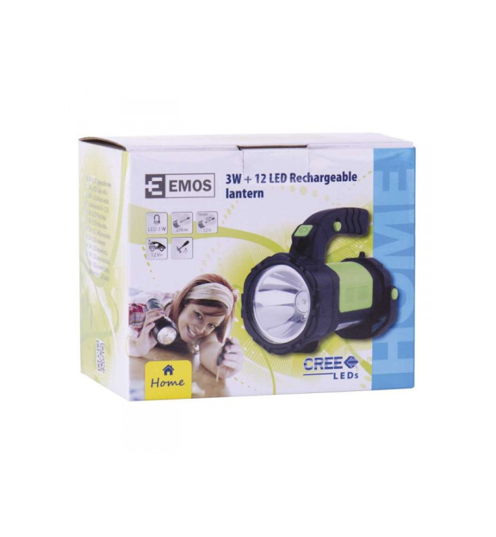 Фенер акумулаторен EMOS 3W+12 LED P4512 3552