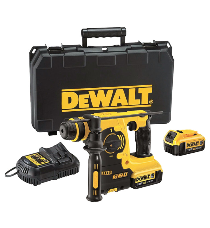 Перфоратор акумулаторен DeWALT с 2 батерии и зарядно, SDS-plus, 18 V, 4 Ah, 2.1 J, 0-4500 уд./мин, DCH253M2