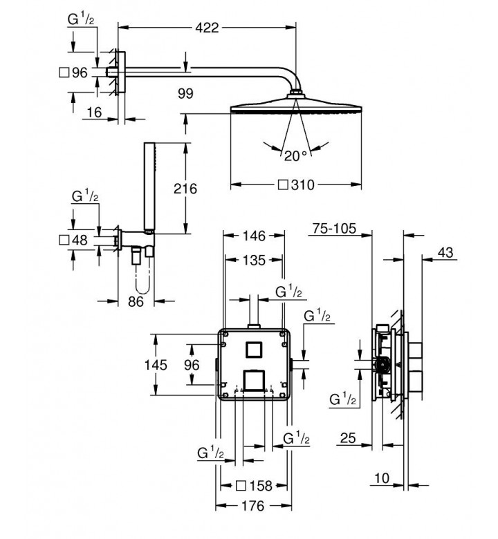 Душ система Grohtherm Cube 310