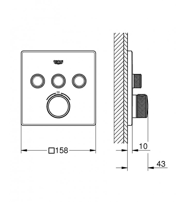 Смесител с термостат Grohtherm SmartControl, 3 извода