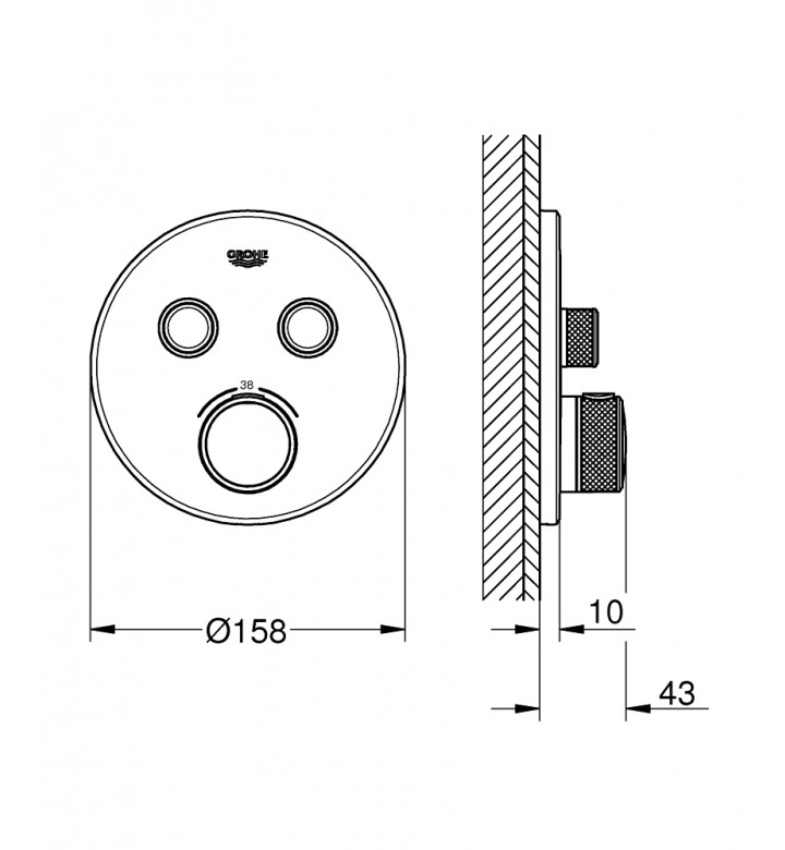 Grohtherm SmartControl, термостатен смесител за вграждане за вана/душ