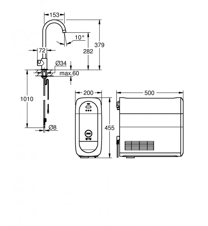 Кухненски комплект GROHE BLUE HOME, смесител с C - чучур