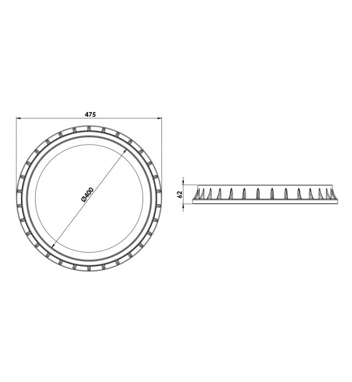 Капак за шахта кръг ф 400 mm, черен