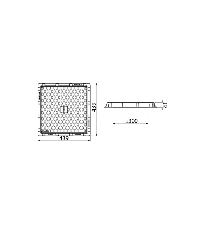 Капак за шахта за тръба, ф 300 mm, 440 х 440 mm
