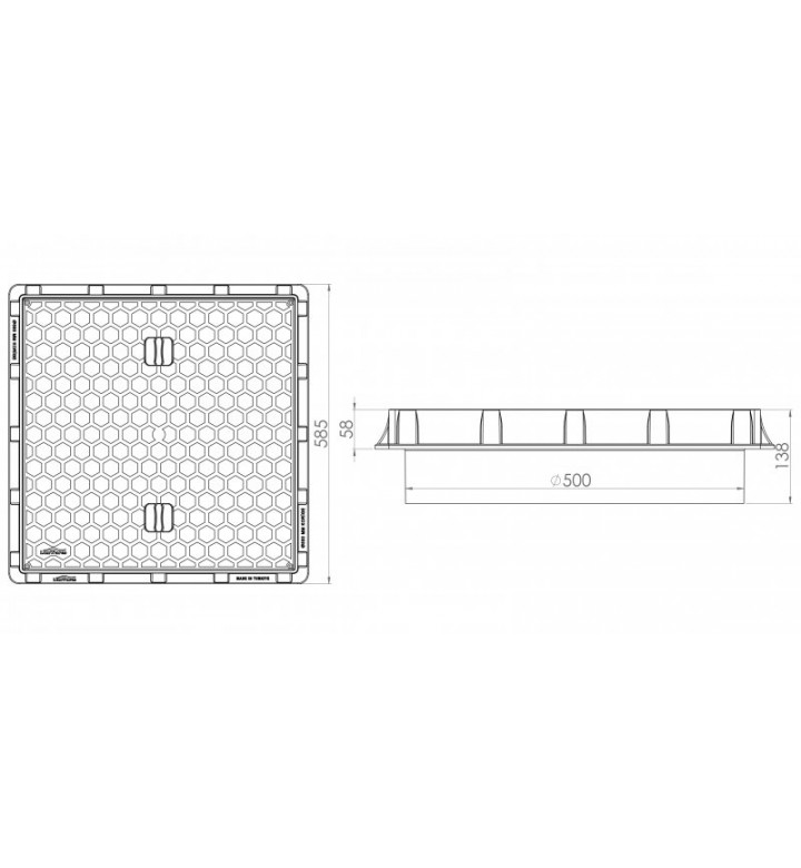 Капак за шахта за тръба ф 500 mm, KK1005, 17 kN, A15