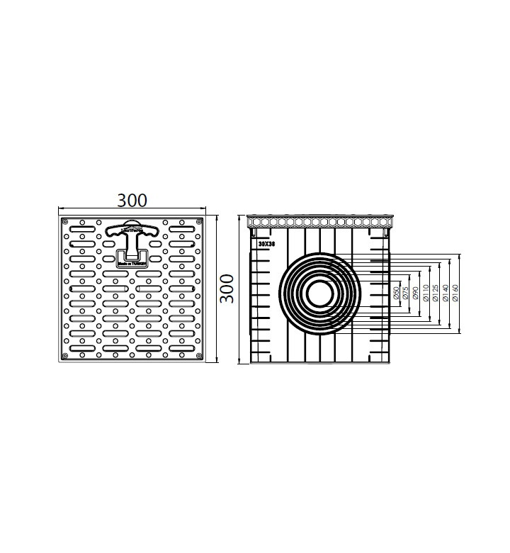 Шахта универсална 300 x 300mm с решетка