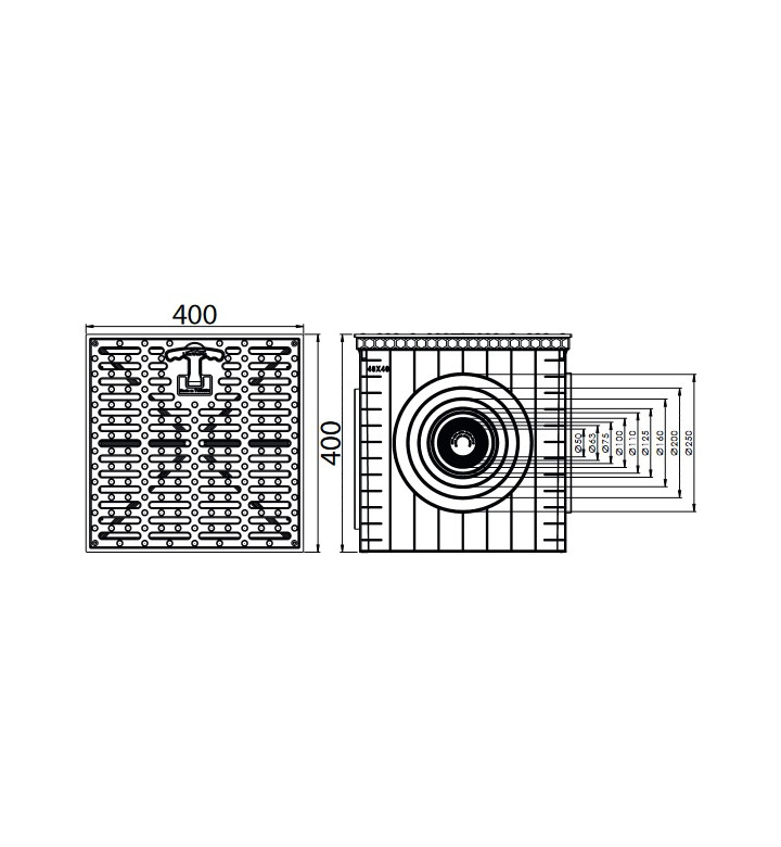 Шахта универсална 400 x 400 mm с решетка