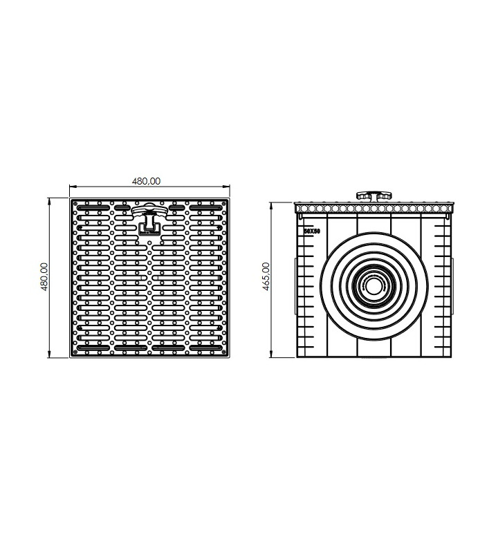 Шахта универсална, 500 x 500 mm, с решетка, RGR1010, 10 kN