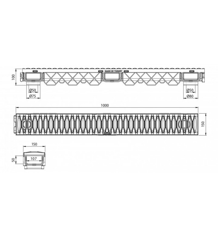 Канал PP, 150 x 100 x 1000 mm