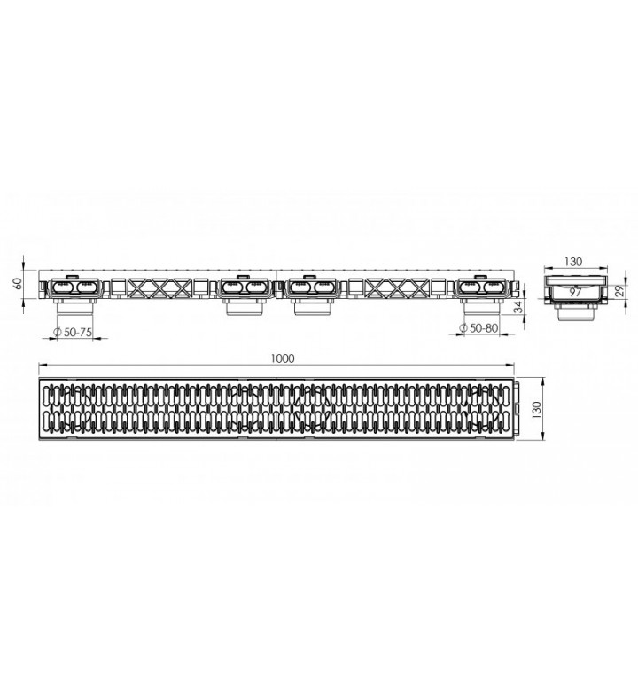 Канал PP, 130 x 60 x 1000 mm, DK1005-1 S, черен, 11.4 kN