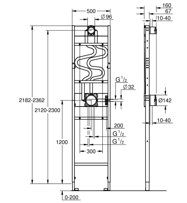 Rapido Shower Frame двоен елемент за скрит монтаж за душ