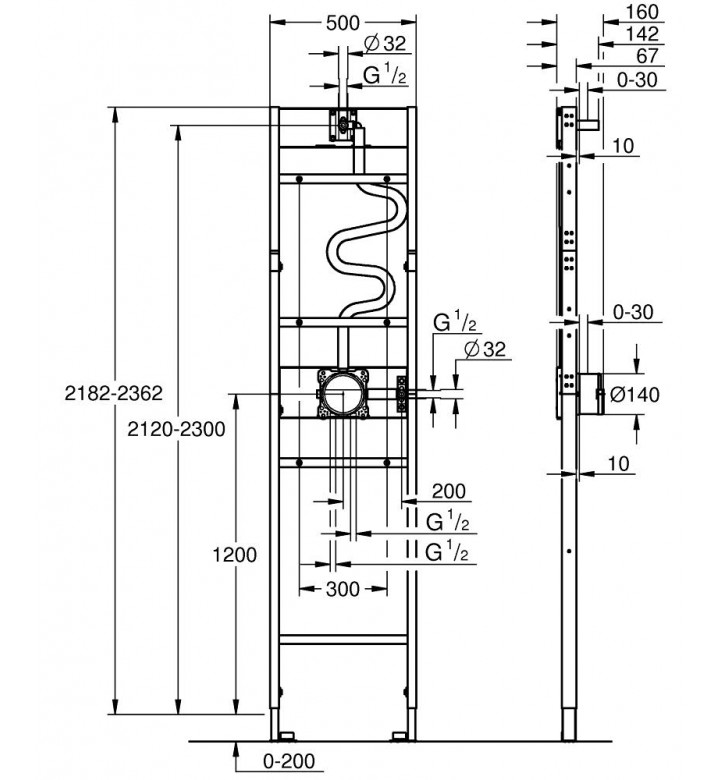 Rapido Shower Frame, Mono елемент за скрит монтаж за душ