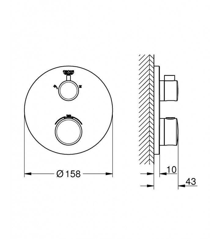Термостатен смесител Grohtherm, без тяло за вграждане