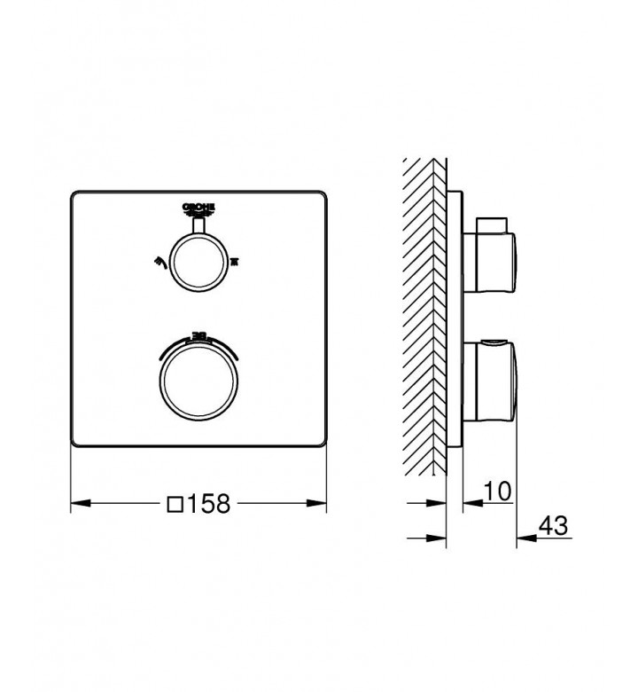 Термостатен смесител Grohtherm за вана/душ, без тяло за вграждане