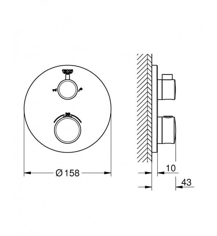 Термостатен смесител Grohtherm за вана/душ, без тяло за вграждане