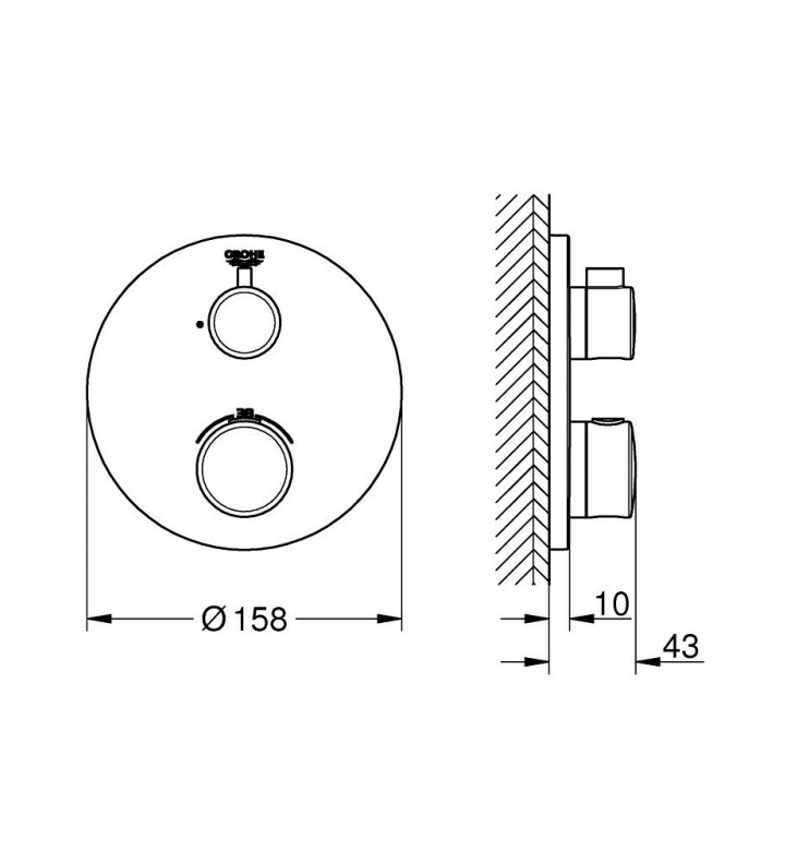 Термостатен смесител Grohtherm за вана/душ, без тяло за вграждане