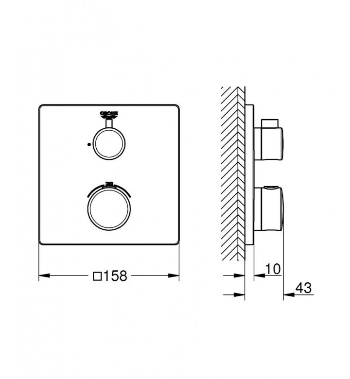 Термостатен смесител Grohtherm за вана/душ, без тяло за вграждане