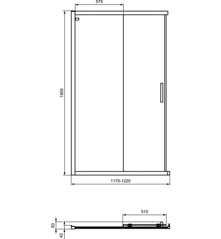 Плъзгаща се врата за душ кабина 120 cm