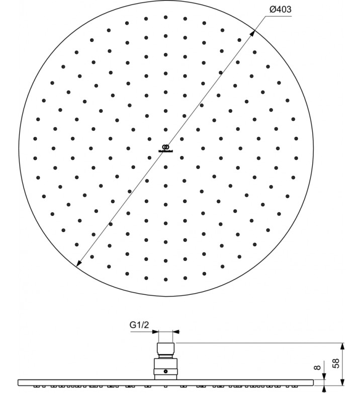 Душ глава Ieal Rain Round 400mm, златист мат