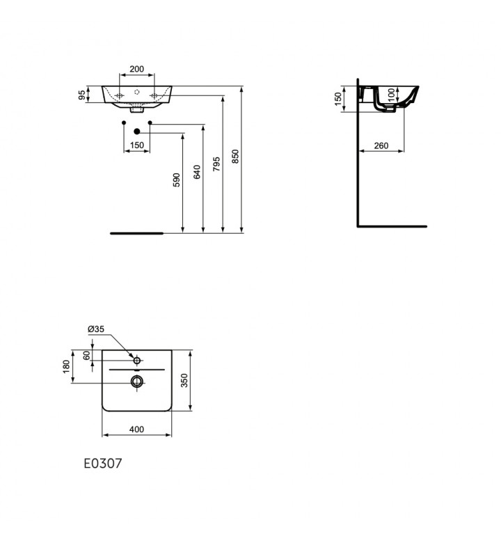 Умивалник 400 mm, Connect Air Cube