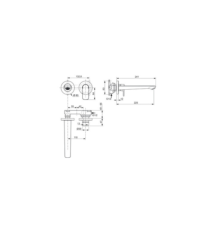 Смесител за вграждане за умивалник, Connect Air, 225 mm