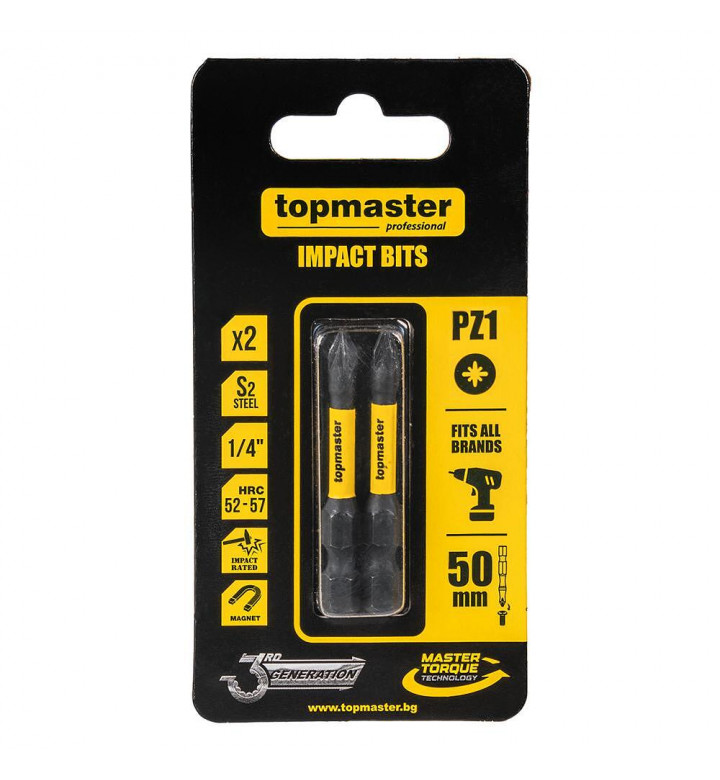 Накрайници ударни Top Master Pro 50 mm, PZ1, 1/4", 2 бр.