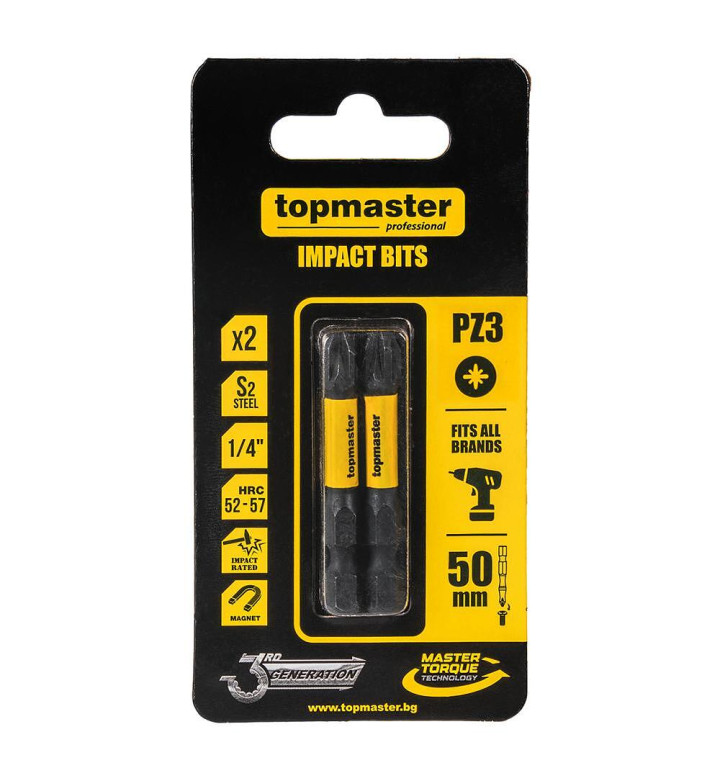 Накрайници ударни Top Master Pro 50 mm, PZ3, 1/4", 2 бр.