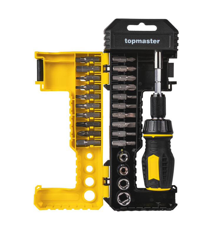 Комплект битове с тресчотна отвертка, 25 части
