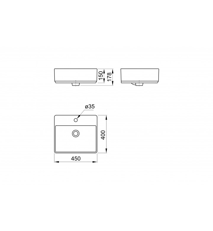 Умивалник GEOMETRY 450 х 400 mm