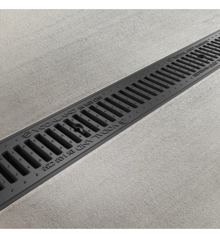 Дренажен канал BASE с чугунена решетка, 1000 x 156 x 60 mm C250