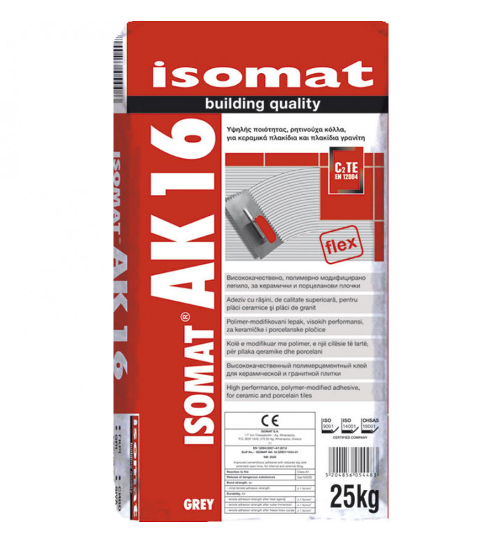 Isomat AK16 grey, 25 kg, лепило клас C2TE