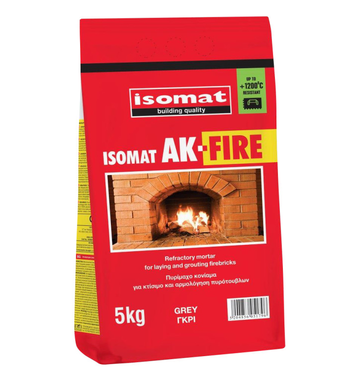 Isomat AK-FIRE, grey, 5 kg, лепило за зидане на камини