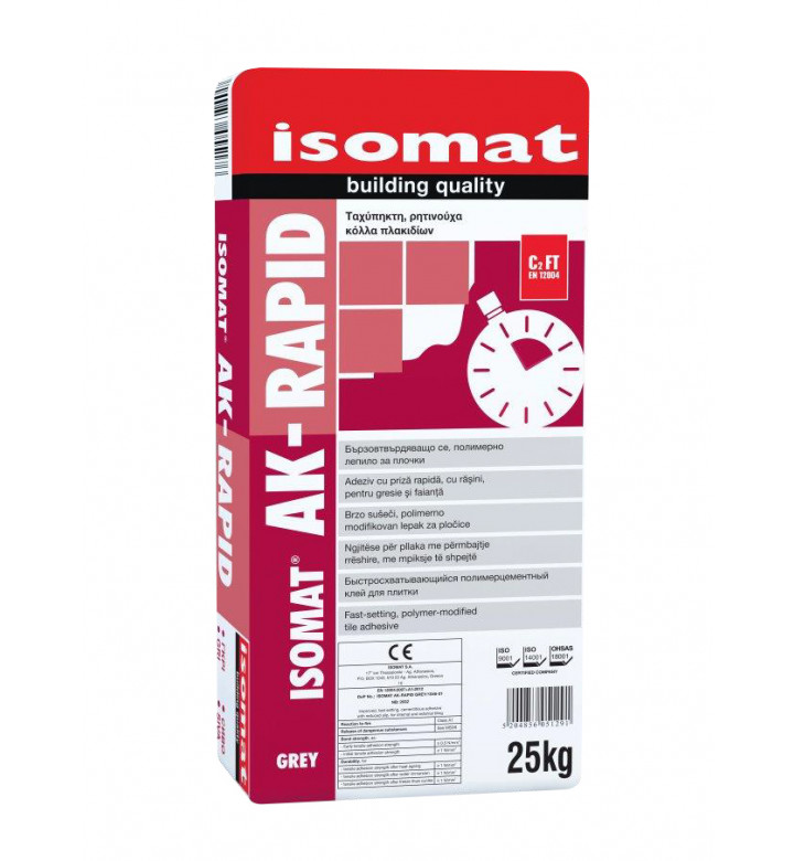 Isomat AK-RAPID grey, 25 kg, бързовтвърдяващо лепило за плочки