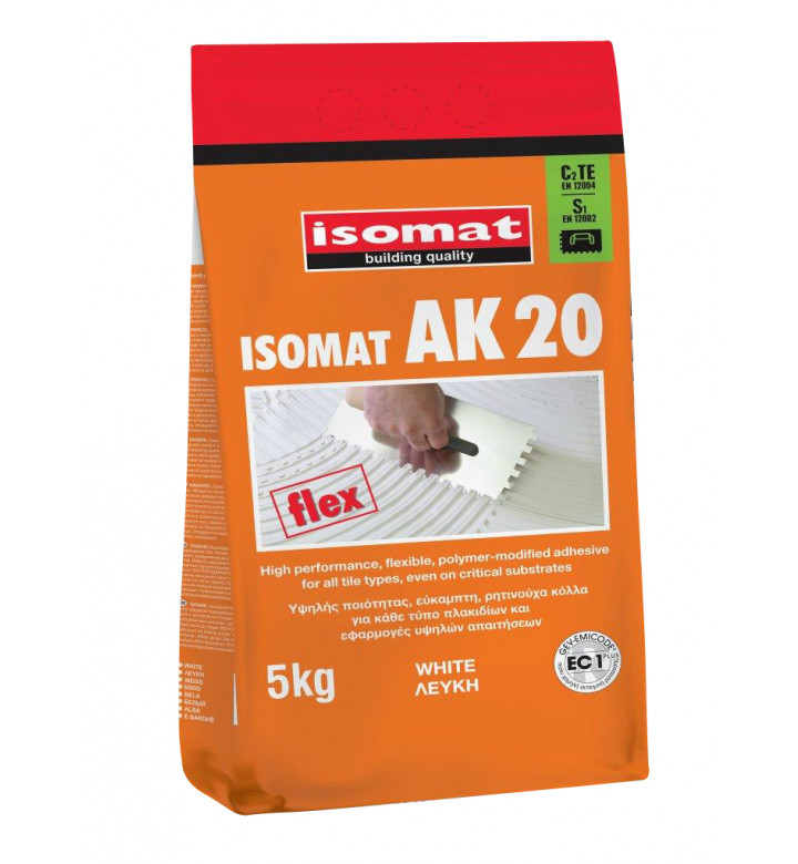 Isomat AK20 white, 5 kg, лепило клас C2TES1