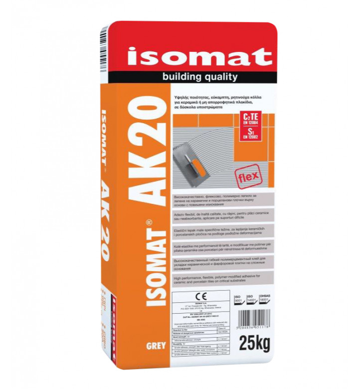 Isomat AK20 grey, 25 kg, лепило клас C2TES1