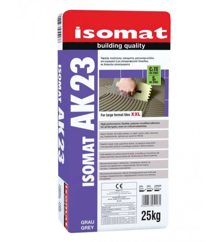 Isomat AK23 grey 25 kg, бързо втвърдяващо еластично цимент-полимерно лепило