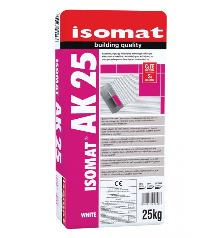 Isomat AK25 white 25 kg, лепило клас C2TES2