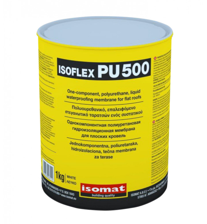 Isoflex PU-500, бял, 1 kg, еднокомпонентна полиуретанова хидроизолация за плоски покриви