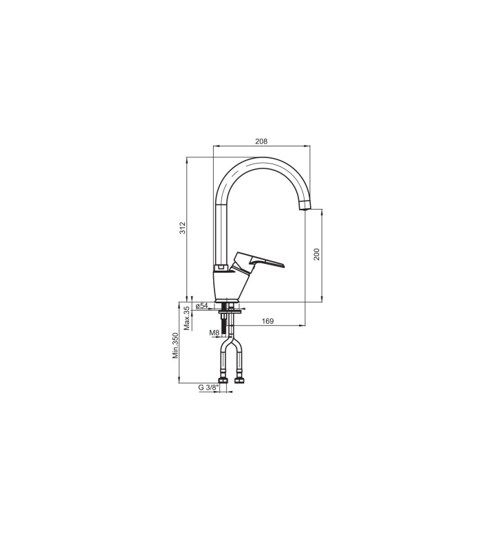 Смесител за кухня стоящ HELIOS WQ3W53900040104